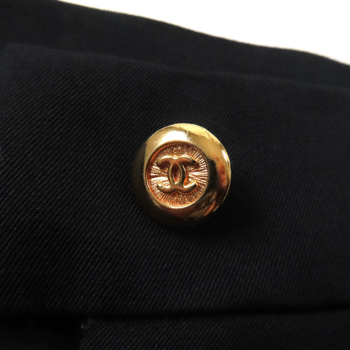 Great CHANEL BOUTIQUE Tight Skirt 90S COCO Mark button black wool Women 34