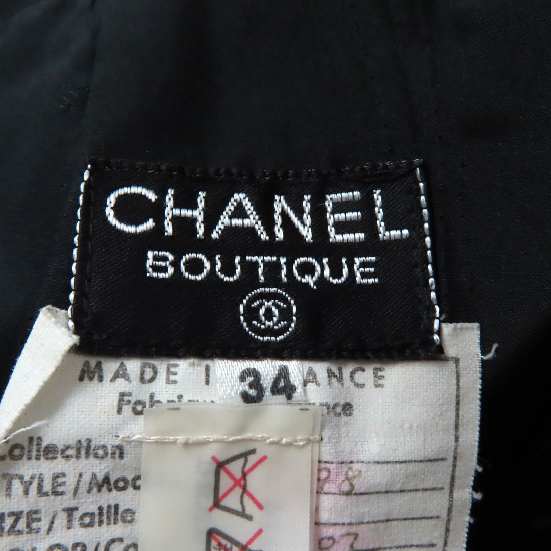 Great CHANEL BOUTIQUE Tight Skirt 90S COCO Mark button black wool Women 34