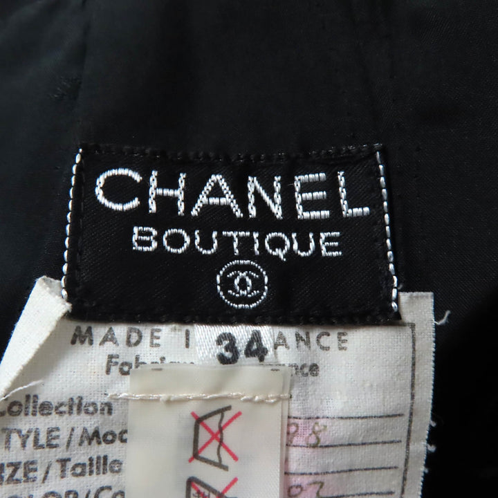 Great CHANEL BOUTIQUE Tight Skirt 90S COCO Mark button black wool Women 34