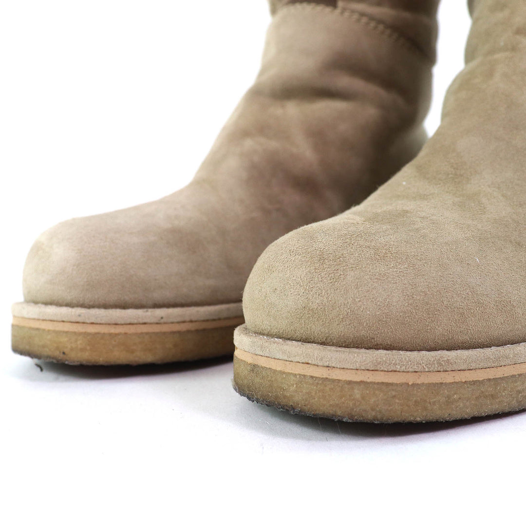 Great HERMES Knee-high boots Margiela period H motif suede leather mouton Beige Women