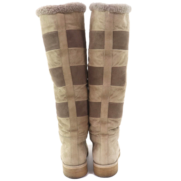 Great HERMES Knee-high boots Margiela period H motif suede leather mouton Beige Women