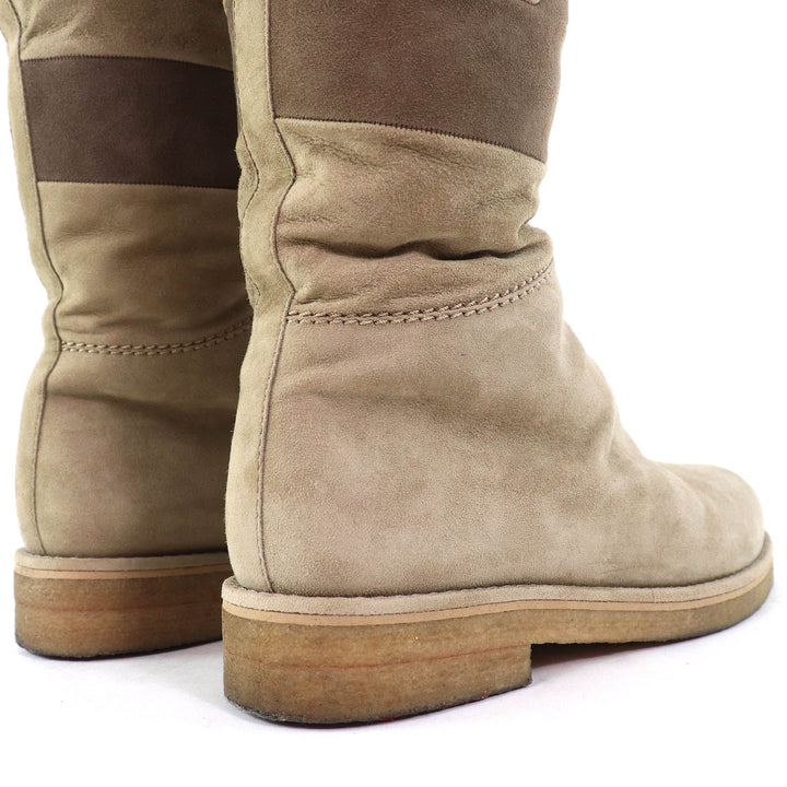 Great HERMES Knee-high boots Margiela period H motif suede leather mouton Beige Women