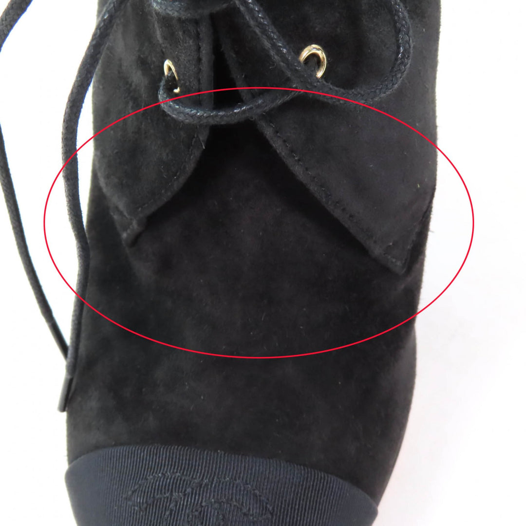 Excellent CHANEL Ankle boots COCO Mark black Suede leather Women 35.5 G33443
