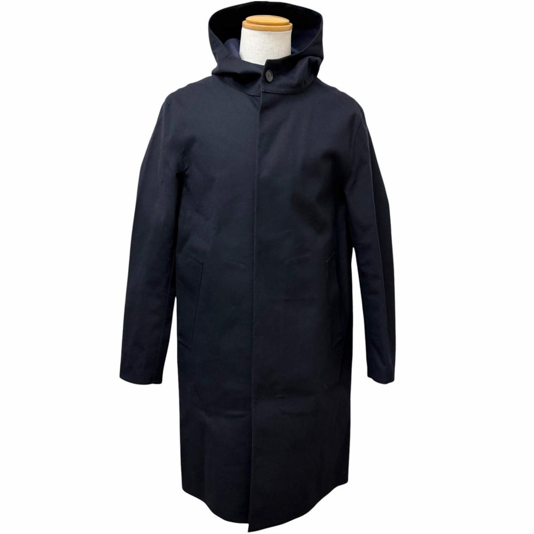 Excellent Mackintosh coat Hooded Rubberized Navy hair mens 44 GR-007/007D FUR-GY