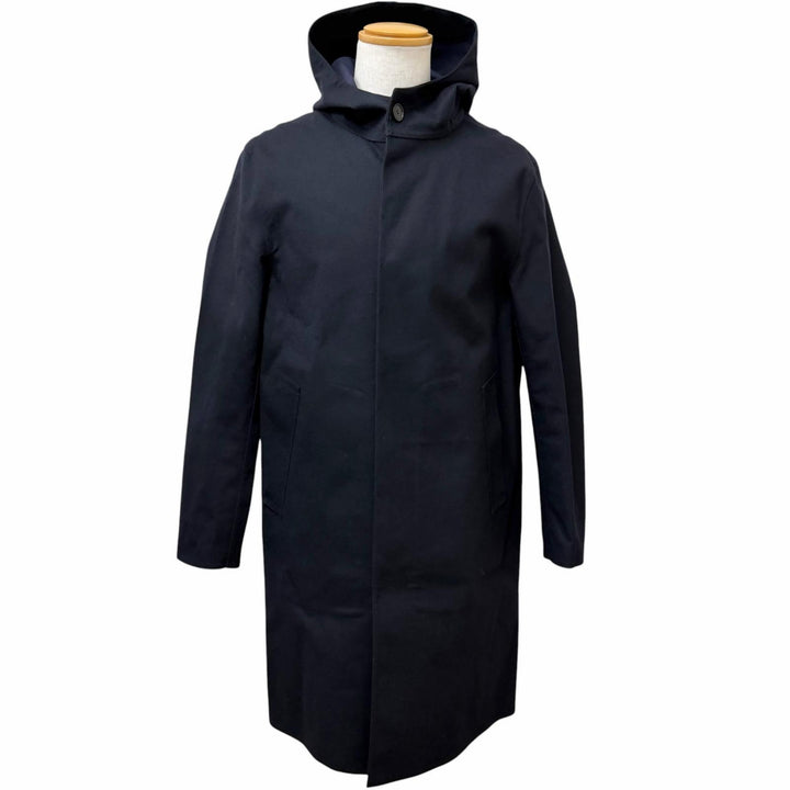 Excellent Mackintosh coat Hooded Rubberized Navy hair mens 44 GR-007/007D FUR-GY
