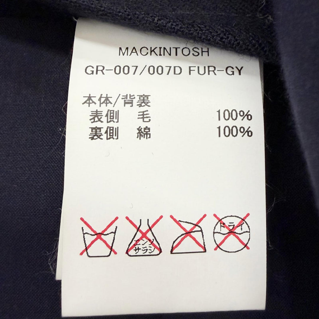 Excellent Mackintosh coat Hooded Rubberized Navy hair mens 44 GR-007/007D FUR-GY
