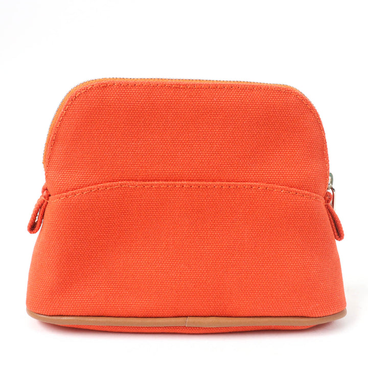 Great HERMES Pouch Boride pouch mini mini H logo canvas Orange cotton Women