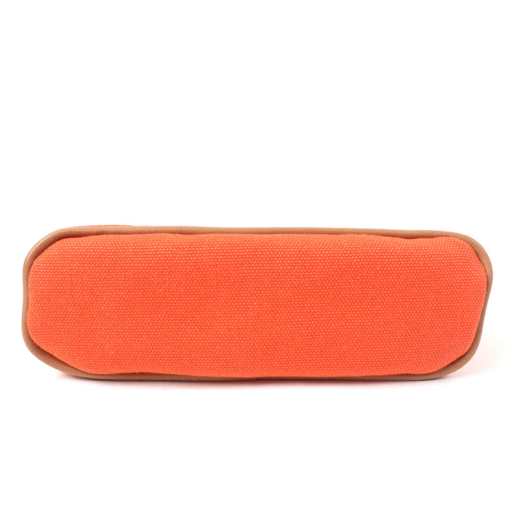 Great HERMES Pouch Boride pouch mini mini H logo canvas Orange cotton Women