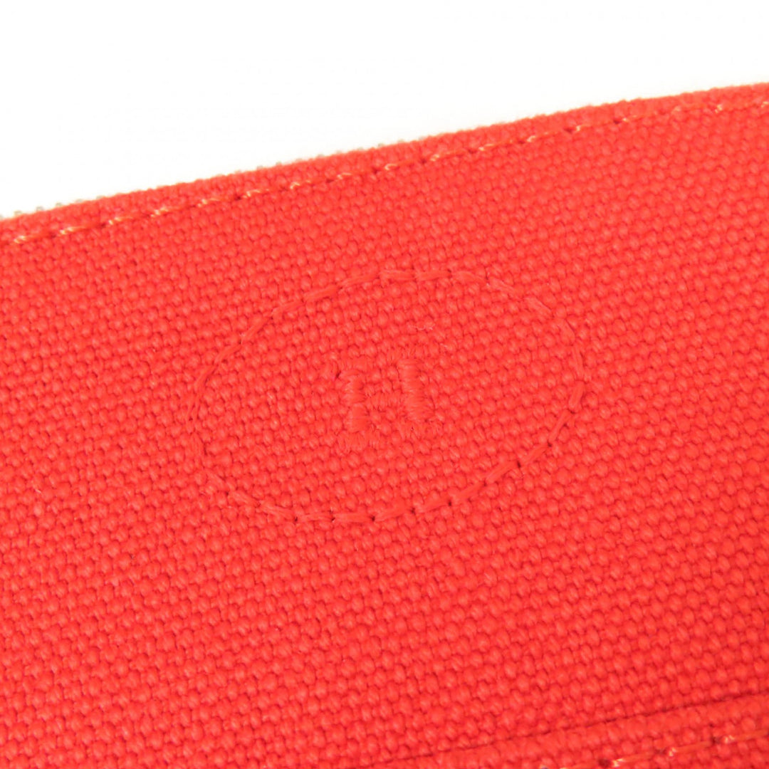 Great HERMES Pouch Boride pouch mini mini H logo canvas Orange cotton Women