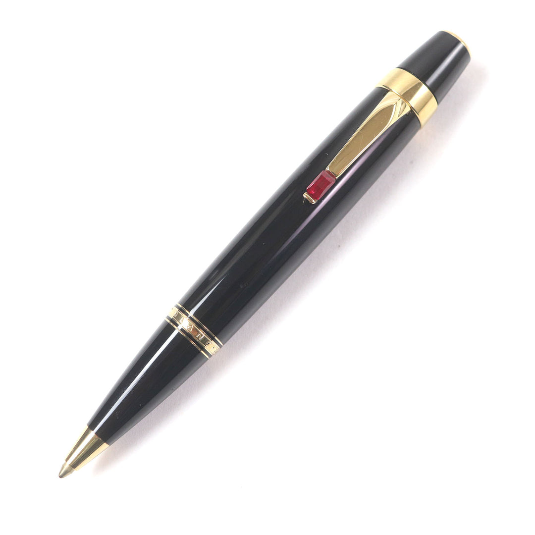 Very Good MONTBLANC Ballpoint pen BOHEME Black Gold Rouge Colored Gemstones mens