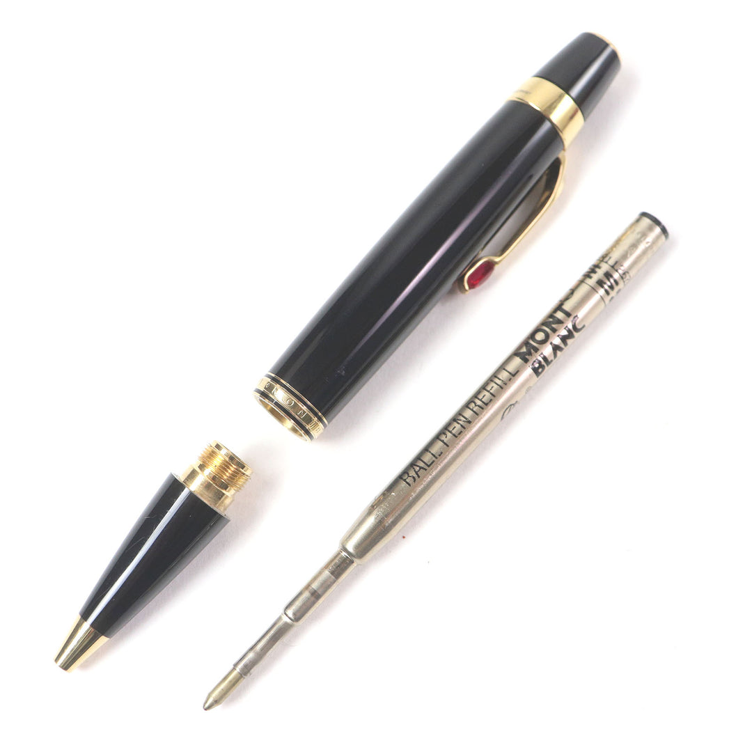 Very Good MONTBLANC Ballpoint pen BOHEME Black Gold Rouge Colored Gemstones mens
