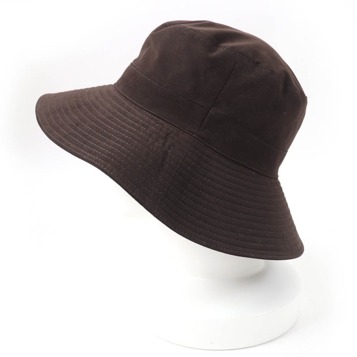 Great HERMES hat Wide brim with embroidered H logo Dark brown polyester Women 56