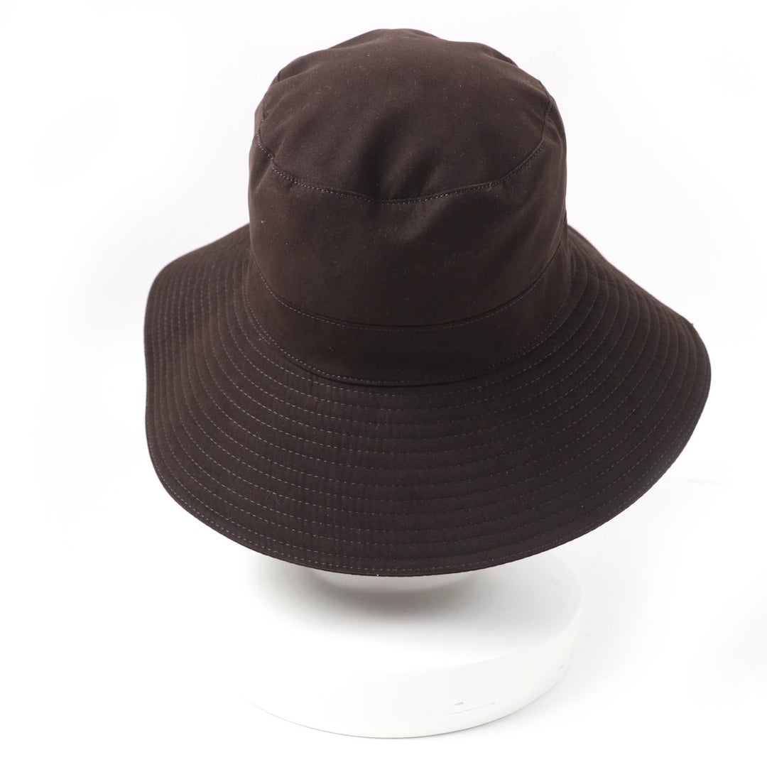 Great HERMES hat Wide brim with embroidered H logo Dark brown polyester Women 56