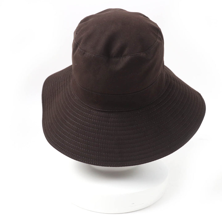 Great HERMES hat Wide brim with embroidered H logo Dark brown polyester Women 56