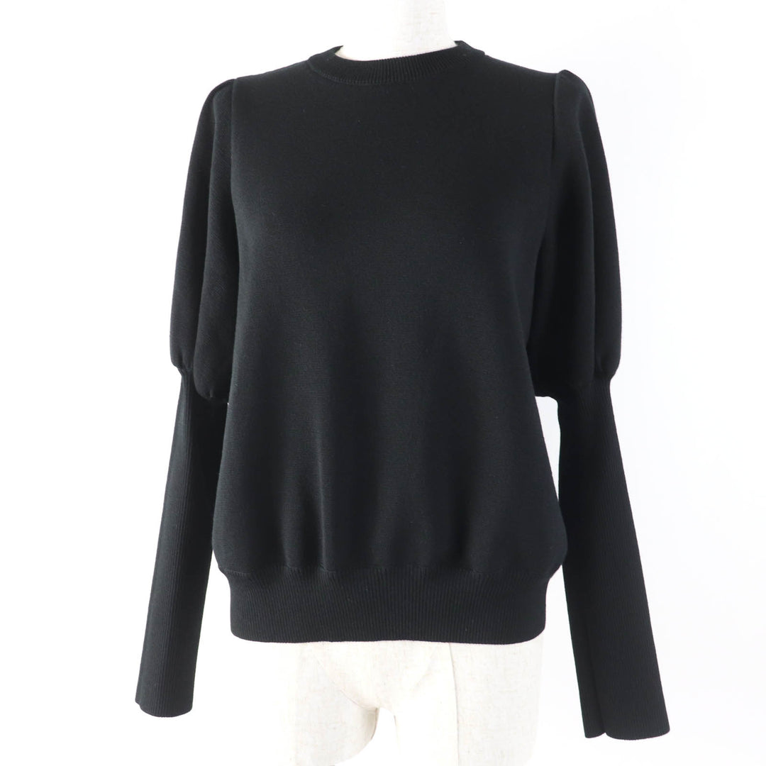 Excellent yori knit Puff Sleeves Long Sleeves black polyester Women 38 YR2235-136AW