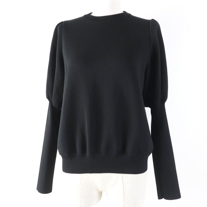 Excellent yori knit Puff Sleeves Long Sleeves black polyester Women 38 YR2235-136AW