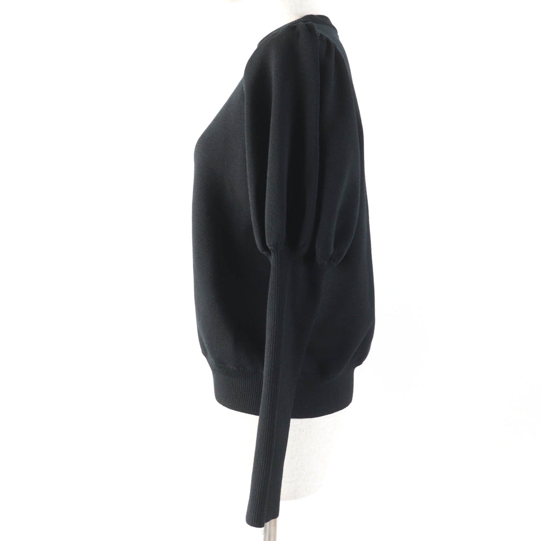 Excellent yori knit Puff Sleeves Long Sleeves black polyester Women 38 YR2235-136AW