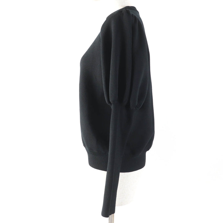 Excellent yori knit Puff Sleeves Long Sleeves black polyester Women 38 YR2235-136AW