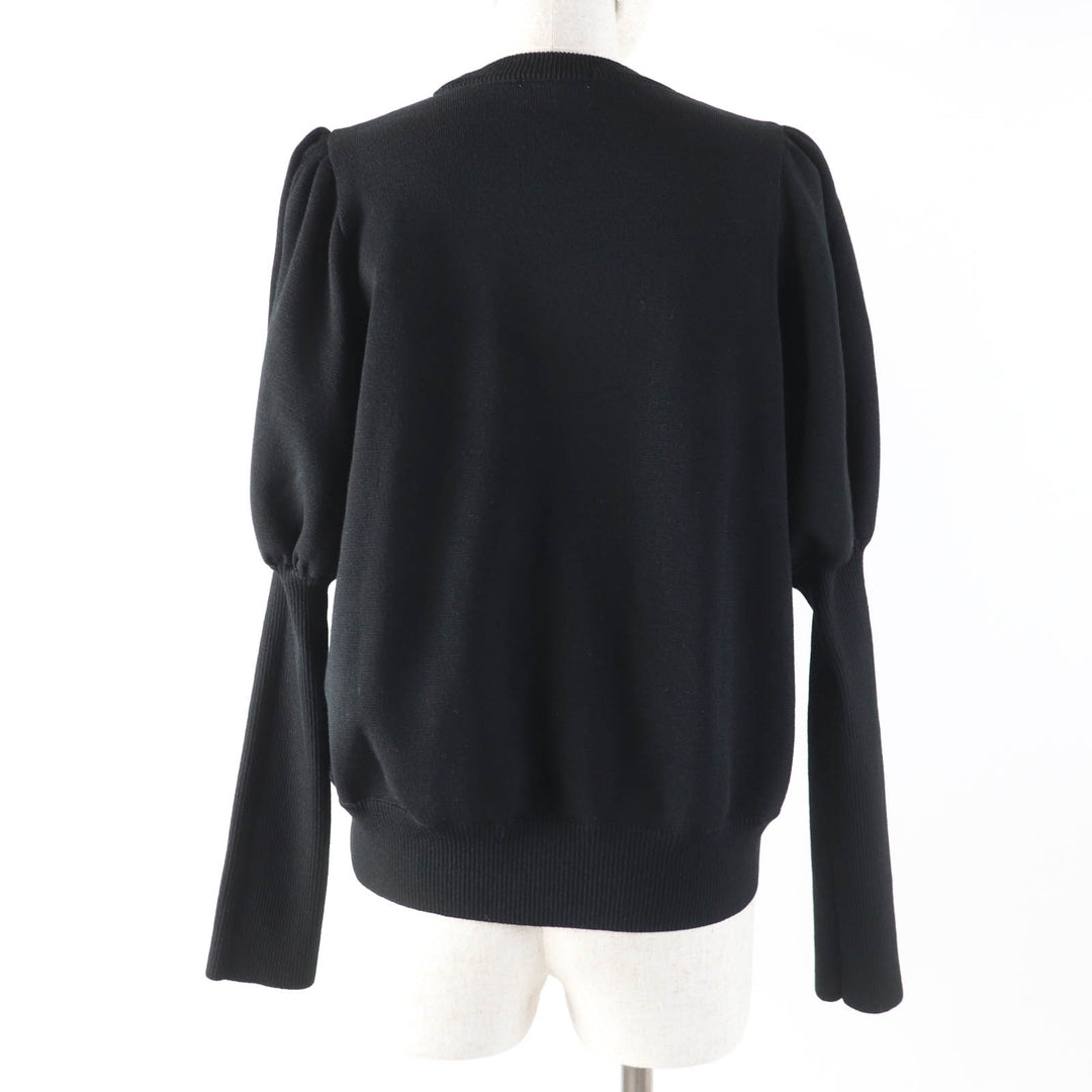 Excellent yori knit Puff Sleeves Long Sleeves black polyester Women