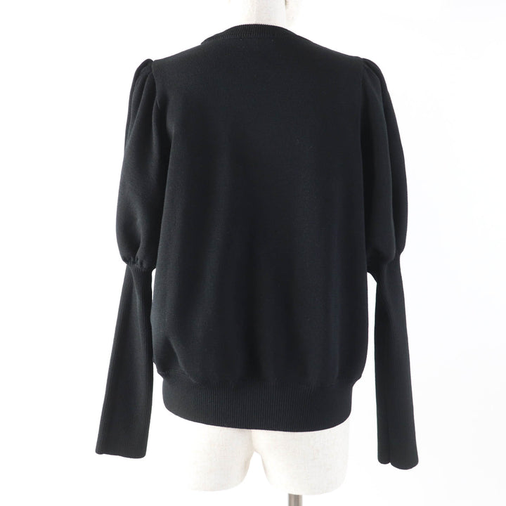 Excellent yori knit Puff Sleeves Long Sleeves black polyester Women