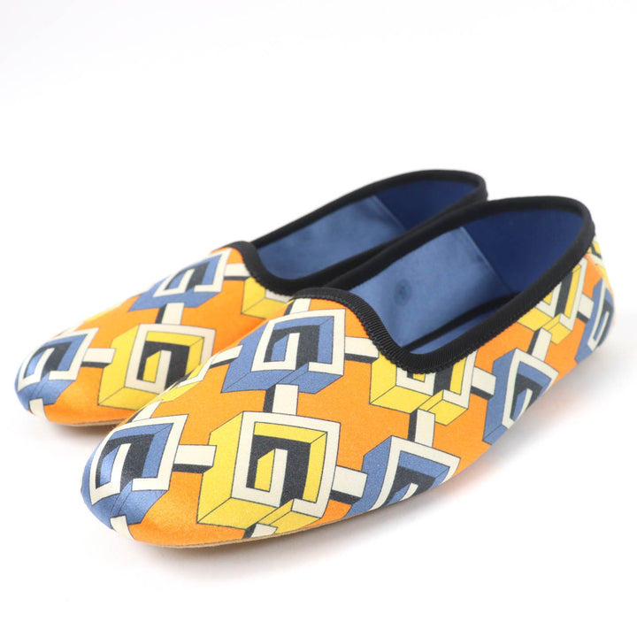 Pristine GUCCI Leather shoes Geometric G satin room shoes Orange series Women 37