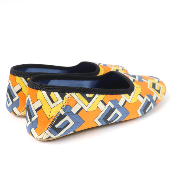 Pristine GUCCI Leather shoes Geometric G satin room shoes Orange series Women 37