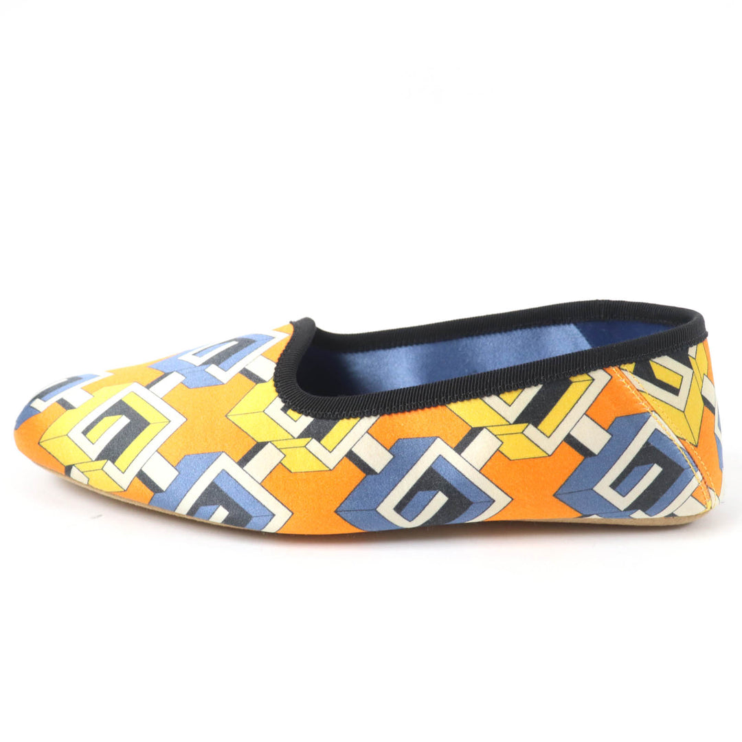 Pristine GUCCI Leather shoes Geometric G satin room shoes Orange series Women 37