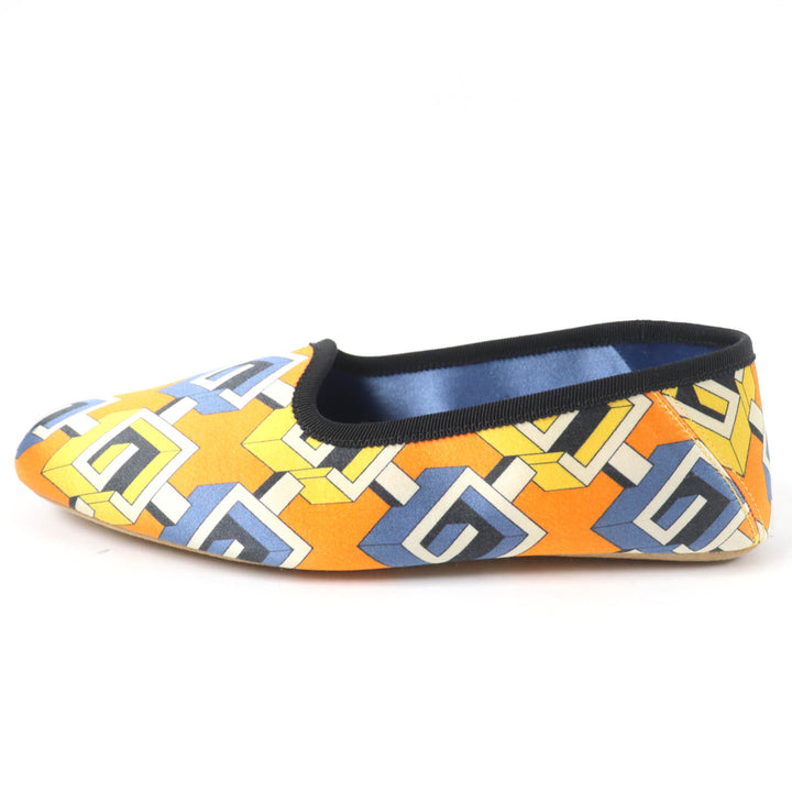 Pristine GUCCI Leather shoes Geometric G satin room shoes Orange series Women 37