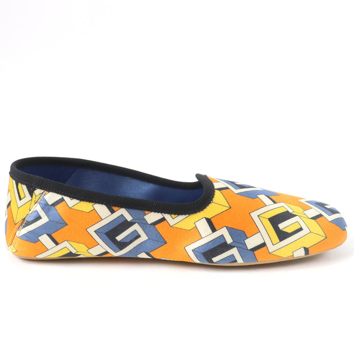 Pristine GUCCI Leather shoes Geometric G satin room shoes Orange series Women 37