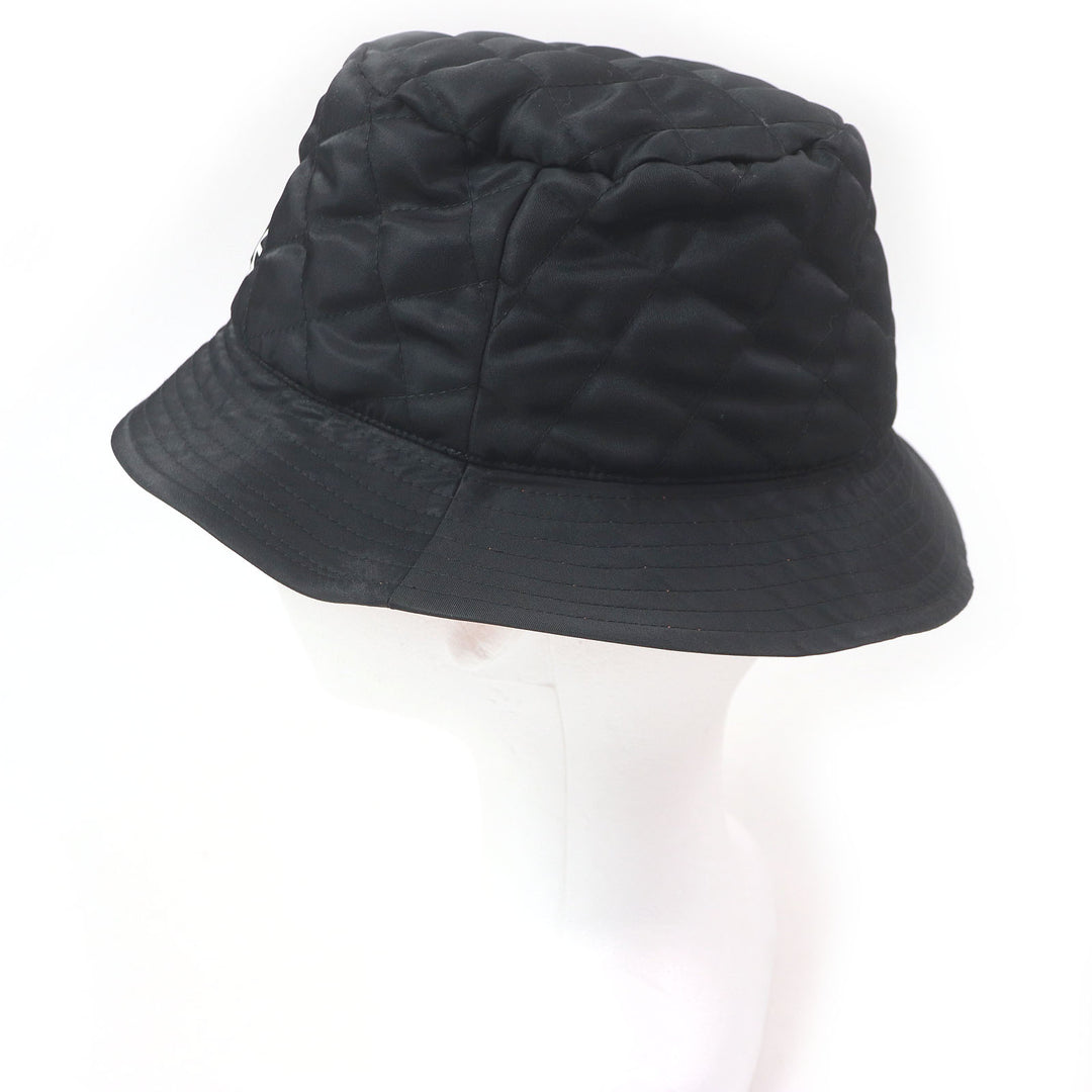 Excellent CELINE hat Logo-print quilted bucket black Nylon mens M 2AUB0930C