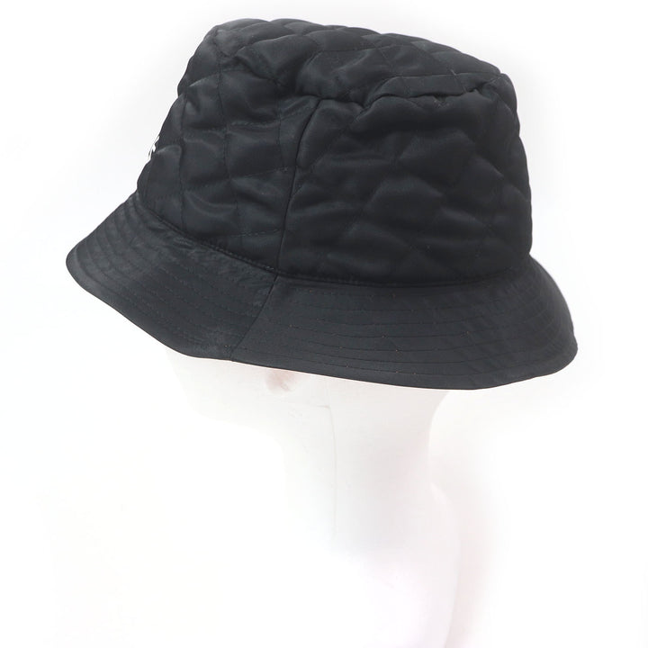 Excellent CELINE hat Logo-print quilted bucket black Nylon mens M 2AUB0930C