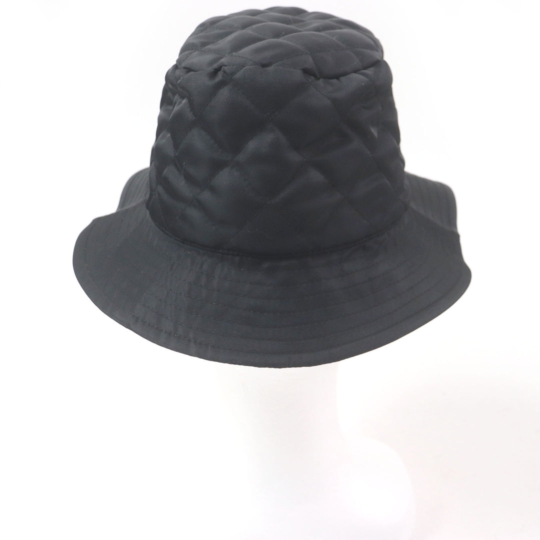 Excellent CELINE hat Logo-print quilted bucket black Nylon mens M 2AUB0930C
