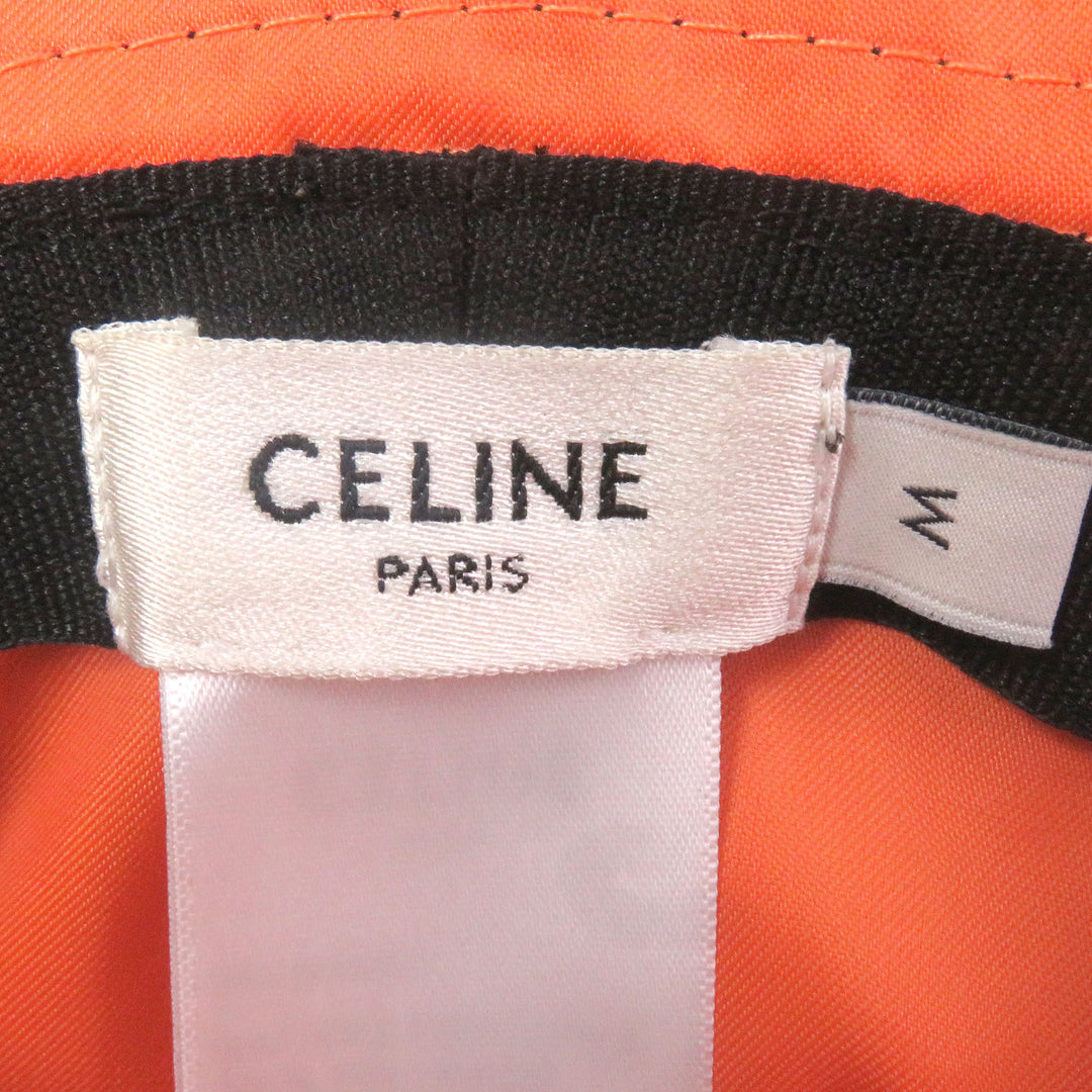 Excellent CELINE hat Logo-print quilted bucket black Nylon mens M 2AUB0930C