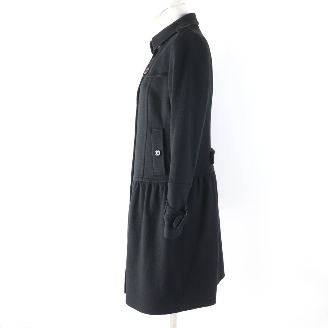 Great BURBERRY LONDON coat Logo button Check pattern lining black cashmere Women