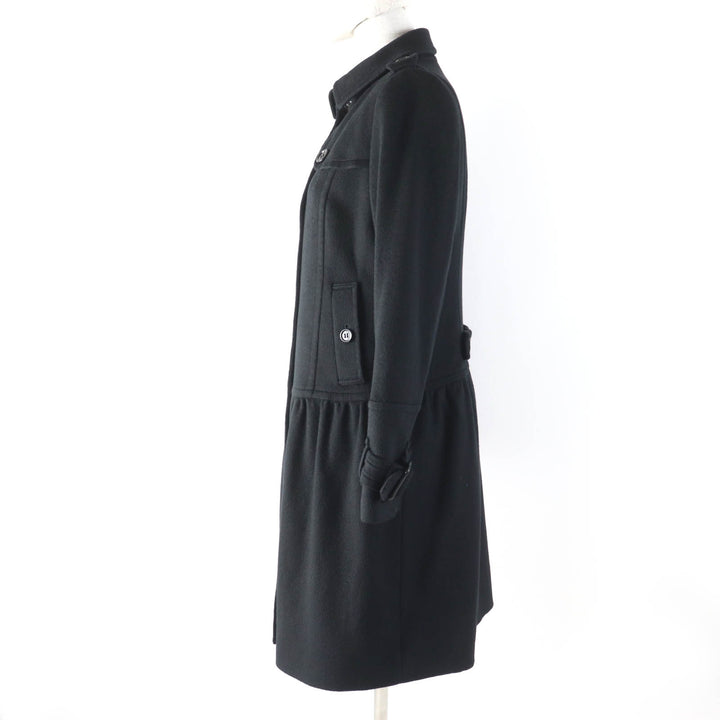 Great BURBERRY LONDON coat Logo button Check pattern lining black cashmere Women