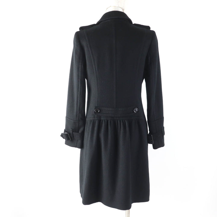 Great BURBERRY LONDON coat Logo button Check pattern lining black cashmere Women