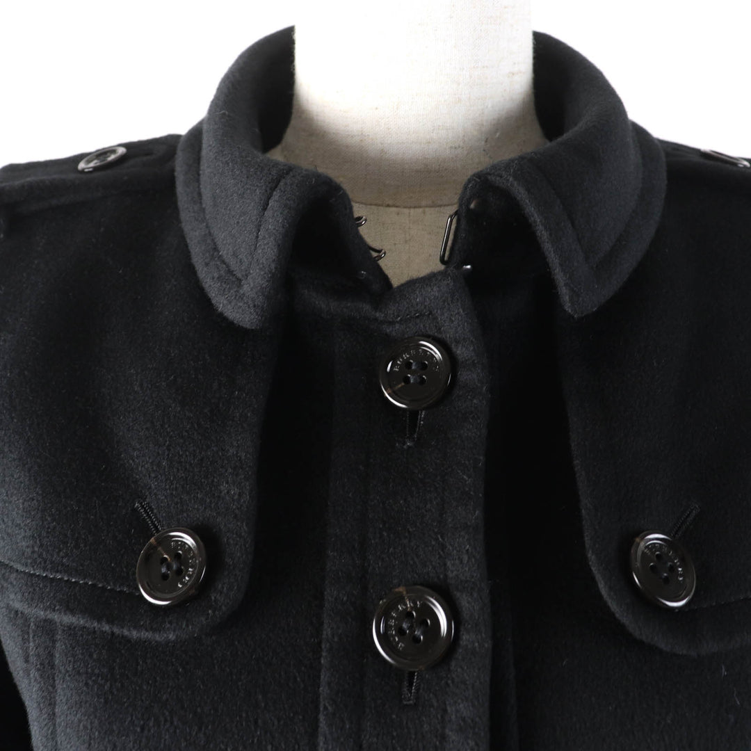 Great BURBERRY LONDON coat Logo button Check pattern lining black cashmere Women