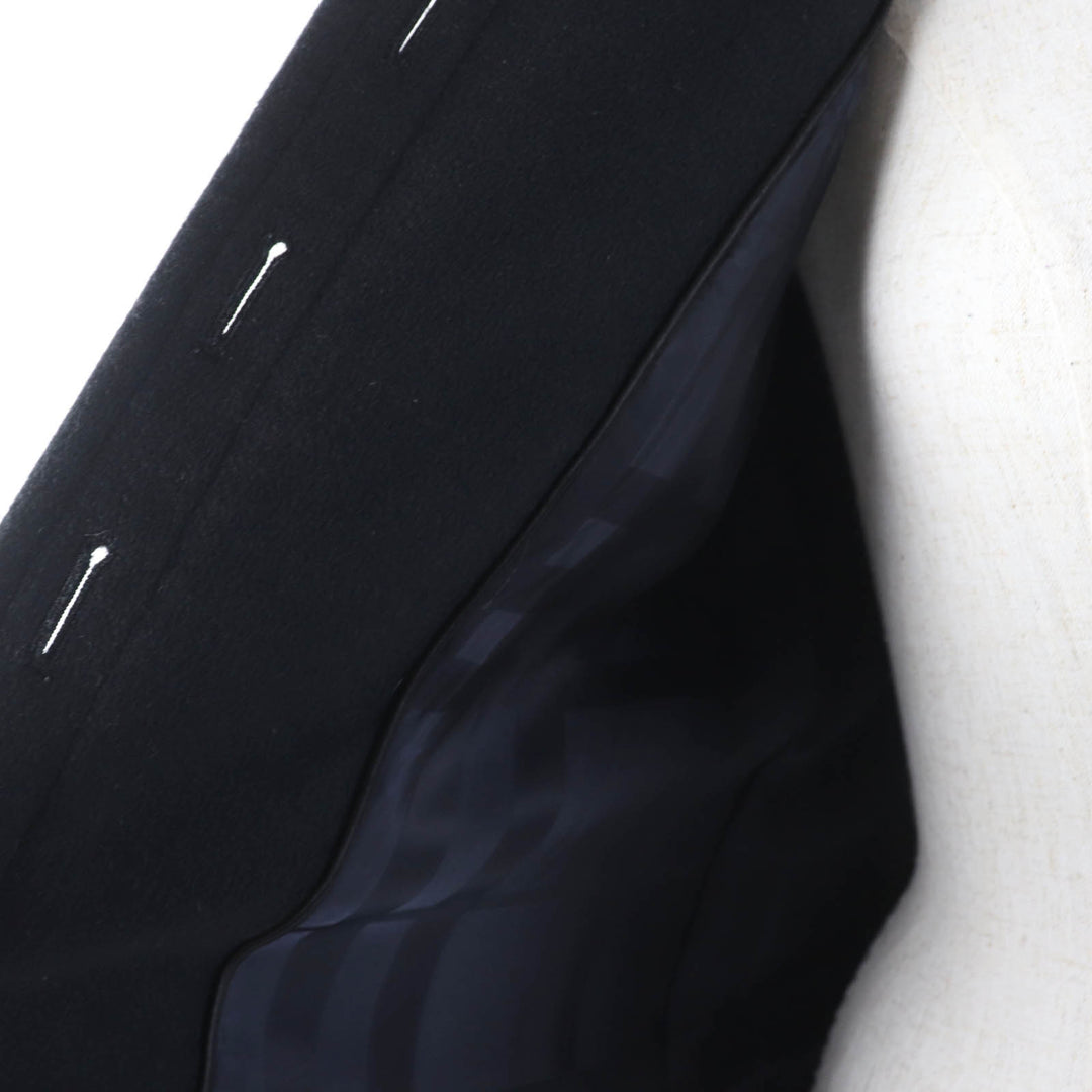 Great BURBERRY LONDON coat Logo button Check pattern lining black cashmere Women 38