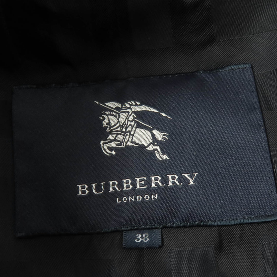 Great BURBERRY LONDON coat Logo button Check pattern lining black cashmere Women 38
