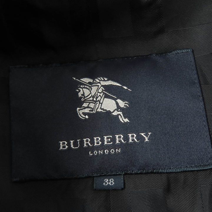 Great BURBERRY LONDON coat Logo button Check pattern lining black cashmere Women 38