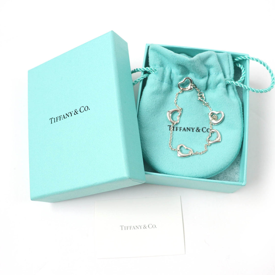 Great TIFFANY&Co. bracelet Open Heart 5P Silver SV925 Women