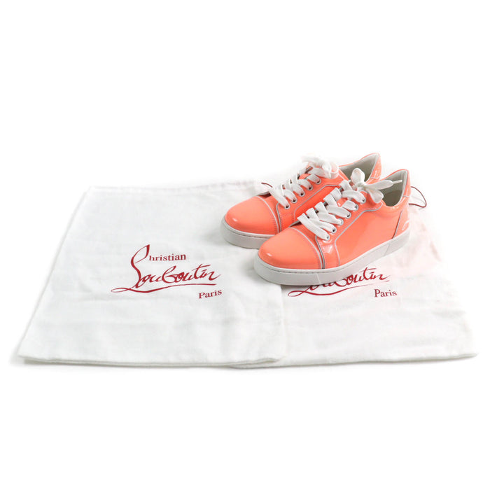 Pristine Christian Louboutin sneakers FUN VIEIRA Lace-up Orange Patent leather
