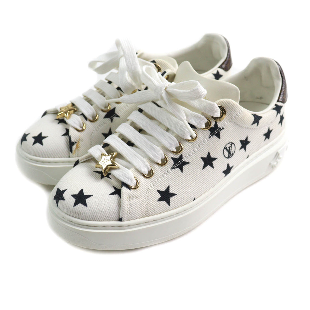 Great LOUIS VUITTON Sneakers timeout line Monogram star Leather White Canvas