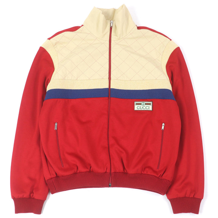 Great GUCCI Jacket Logo patch line design track jacket jersey Red Ivory mens M