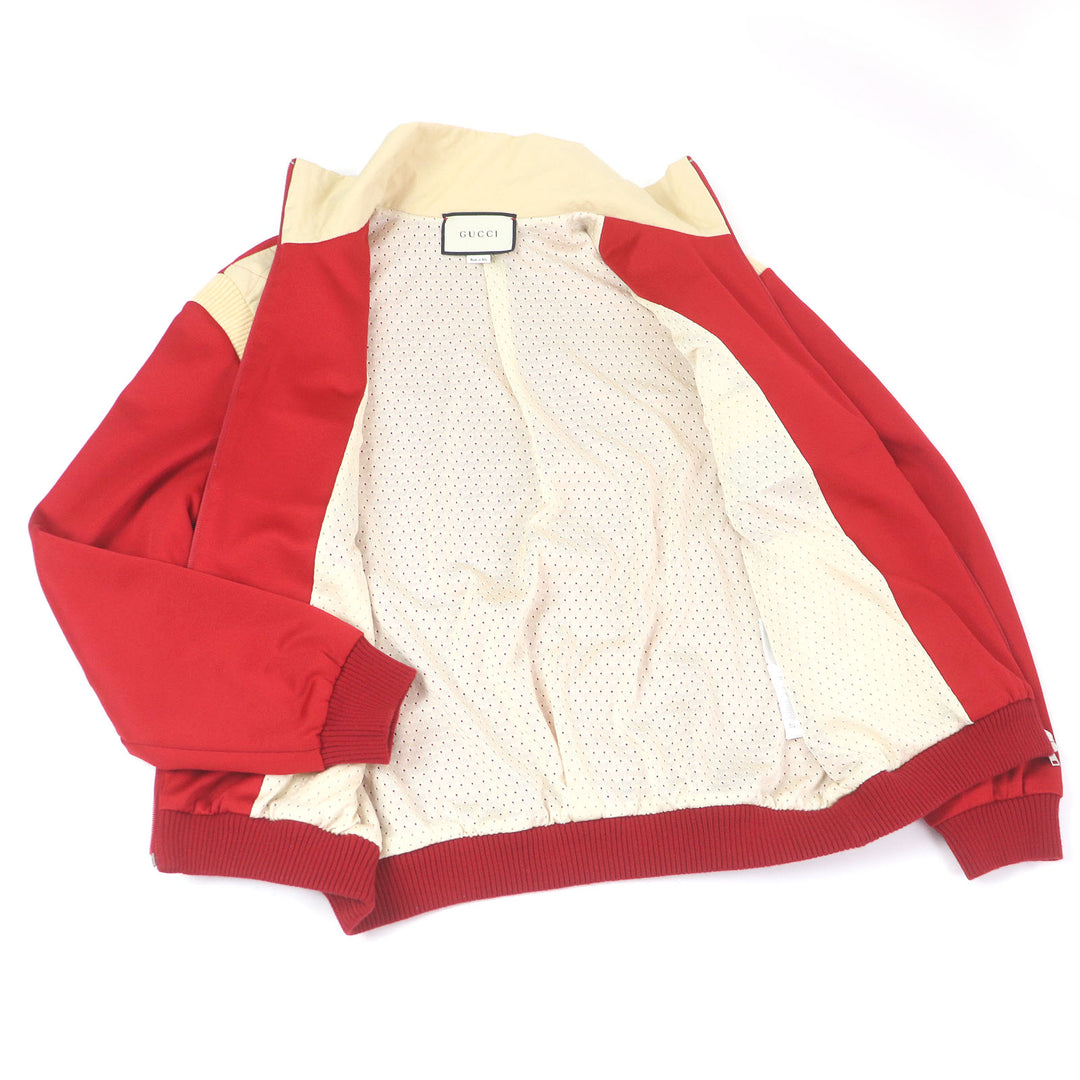 Great GUCCI Jacket Logo patch line design track jacket jersey Red Ivory mens M
