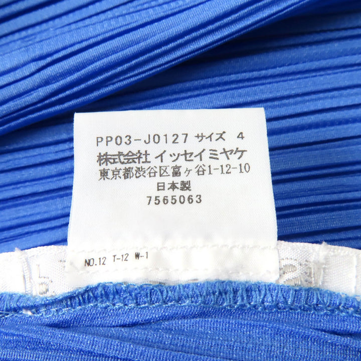 Great PLEATS PLEASE cardigan Logo button V-neck 3/4 sleeve Pleated blue 4 PP03-J0127