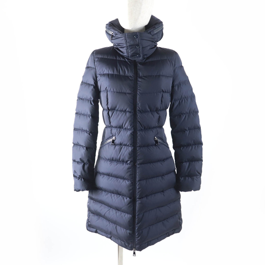Excellent MONCLER down coat FLAMMETTE Hood with logo patch ZIP UP Navy Nylon