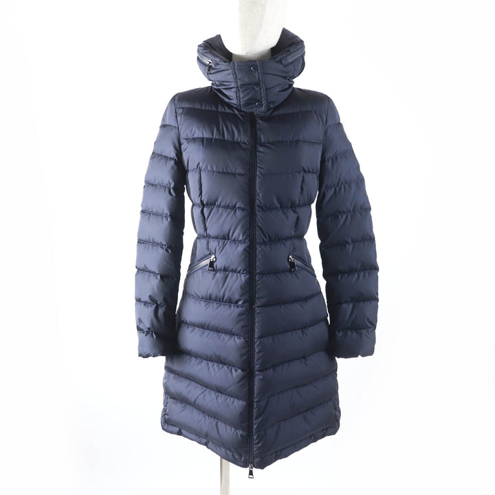 Excellent MONCLER down coat FLAMMETTE Hood with logo patch ZIP UP Navy Nylon