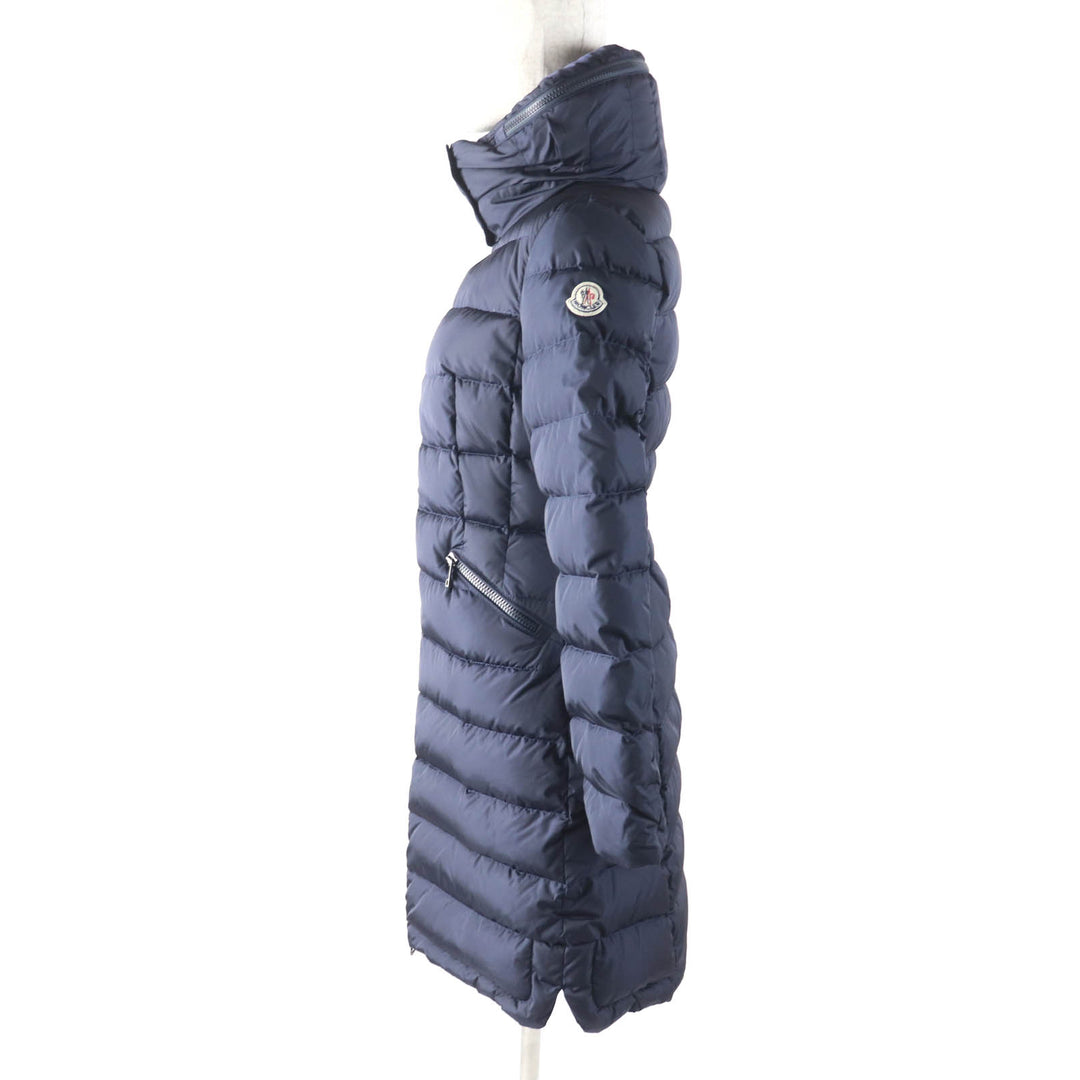 Excellent MONCLER down coat FLAMMETTE Hood with logo patch ZIP UP Navy Nylon