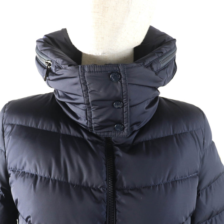 Excellent MONCLER down coat FLAMMETTE Hood with logo patch ZIP UP Navy Nylon